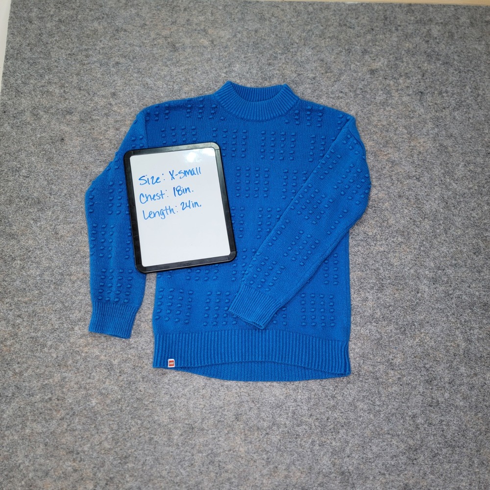 LEGO x Target Blue Knit Sweater XS Extra Small Mock‎ Neck Textured Pullover